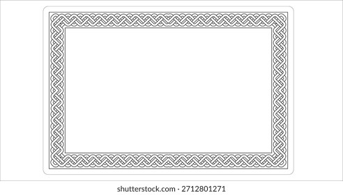 La Imagen muestra un conjunto de bordes decorativos en blanco y negro con un patrón floral o de desplazamiento estilizado. Las diferentes variaciones proporcionadas incluyen un borde de diseño cuadrado Pequeño.
