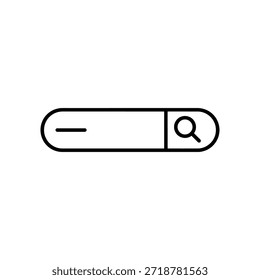 The image displays a simple, minimalist design featuring a pill-shaped container divided into two sections. On the left side, there is a horizontal line, while on the right side, a magnifying glass icon is present. This design suggests themes of investigation, analysis, or the search for solutions.