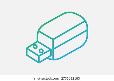 The image displays a stylized 3D icon of a USB flash drive (commonly known as a thumb drive or jump drive).