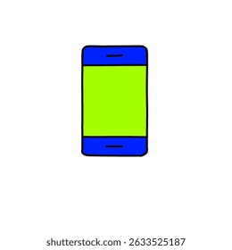 The image displays a stylized drawing of a smartphone. It features a thick black outline, with the main body and top bottom bezels colored in bright blue.