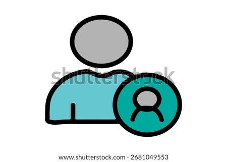 The image displays a stylized icon representing a user profile with an "add user" or "new user" overlay.