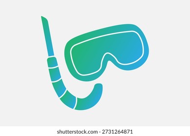 La Imagen muestra un ícono de Vector estilizado de una máscara de buceo y snorkel sobre un fondo gris claro y neutro.