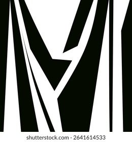 The image displays a stylized white letter "M" on a black background, featuring sharp, angular lines that create a dynamic and modern appearance.
