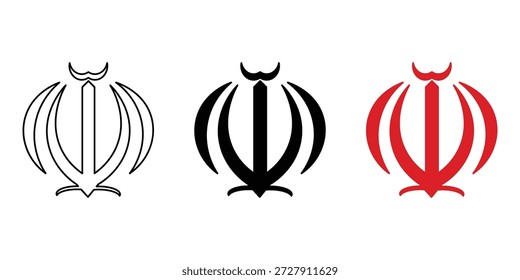 La Imagen muestra tres emblemas distintos, cada uno caracterizado por un esquema de color único. El primer emblema está representado en blanco, el segundo en negro y el tercero en rojo. Cada emblema presenta una línea de Vertical central flanqueada por líneas curvas que se extienden hacia afuera, creando un diseño simétrico y equilibrado. Estos emblemas a menudo se asocian con un significado cultural o religioso, simbolizando la unidad y la armonía.