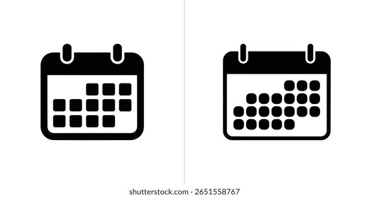 A imagem exibe dois ícones de calendário em um plano de fundo branco, simbolizando compromissos e organização de tempo. Os diferentes acordos representam métodos de planeamento flexíveis.