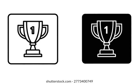 The image displays two identical trophy icons labeled with the number one, each placed on a square background. The left trophy icon is on a light gray background, while the right trophy icon is on a black background, highlighting the difference in visual contrast and emphasis.