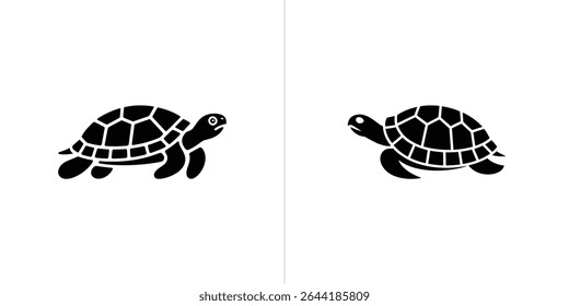 Image displays two stylized black sea turtle silhouettes facing each other. The turtles showcase detailed shell patterns and are set against a clean white background.