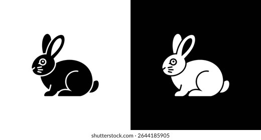 Image displays two stylized rabbit icons one black rabbit on a white background, and another white rabbit on a black background. Both icons appear identical in shape and design.