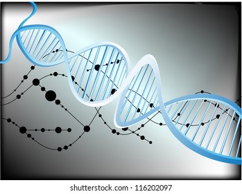 Image of DNA strand against colour background