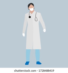 Image of a doctor in a mask. Vector image, eps 10
