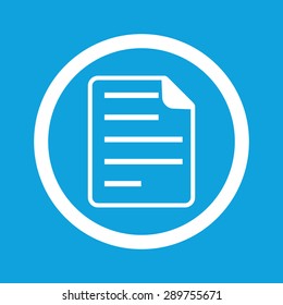Image of document page in circle, isolated on blue