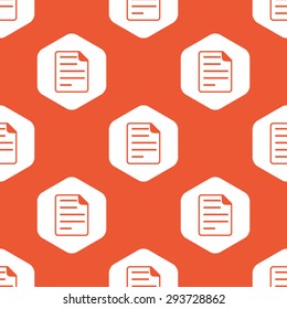 Image of document page in white hexagon, repeated on orange background