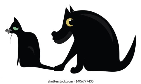 Image Dog Cat Playing Cat Mouse Stock Vector (Royalty Free) 1406777435 ...