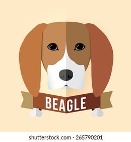 Image of a dog's face. Beagle. Vector illustration