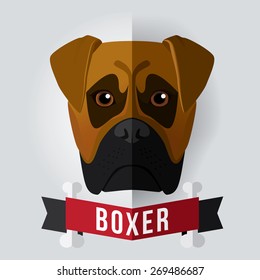 Image of a dog's face. Boxer. Vector illustration