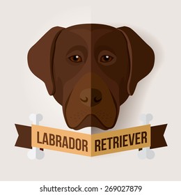 Image of a dog's face. Chocolate Labrador Retriever. Vector illustration