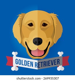 Image of a dog's face. Golden Retriever. Vector illustration