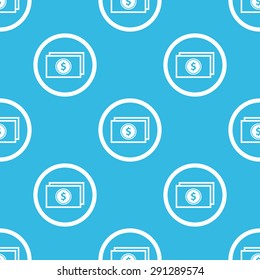 Image of dollar banknote in circle, repeated on blue background