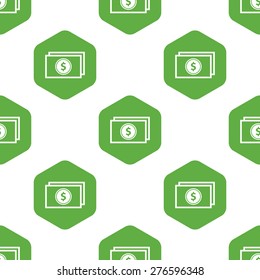 Image of dollar banknote in hexagon, repeated on white background