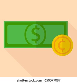 Image of a dollar and a cent. Flat design