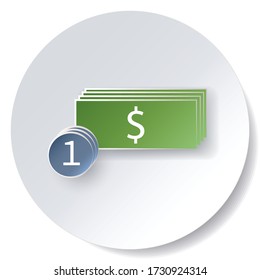 Imagen De Un Dólar Y Una Moneda De Fondo Blanco
