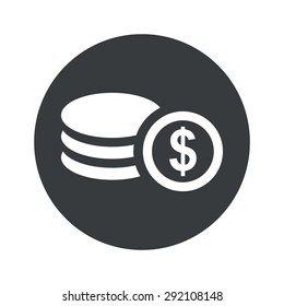 Image of dollar rouleau in black circle, isolated on white