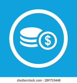 Image of dollar rouleau in circle, isolated on blue