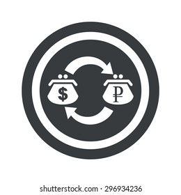 Image of dollar ruble exchange in circle, on black circle, isolated on white