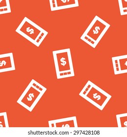 Image of dollar symbol on smartphone screen, repeated on orange background