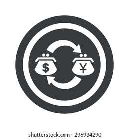 Image of dollar yen exchange in circle, on black circle, isolated on white