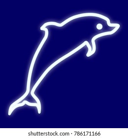 The image of a Dolphin. Icon with the effect of neon glow. Vector image.