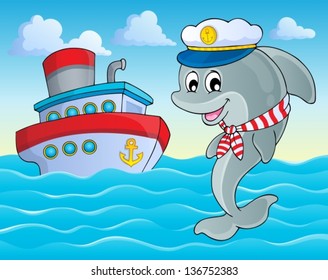 Image with dolphin theme 2 - eps10 vector illustration.