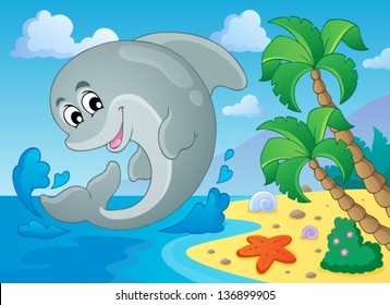 Imagen con tema de delfín 5 - ilustración vectorial eps10.