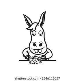 imagem de um burro comendo cérebros vetor ilustração