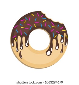 Image of a donut on a colored background. Flat style. Vector.