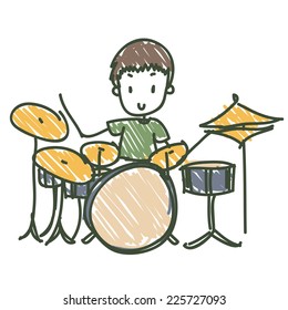 Image of a doodle style drummer