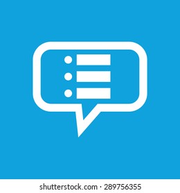 Image of dotted list in chat bubble, isolated on blue