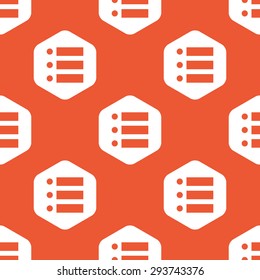 Image of dotted list in white hexagon, repeated on orange background