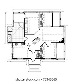 Image drawing house plan small square on a white background