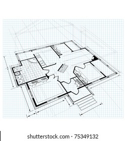 Image Drawing House Plan Small Square On A White Background