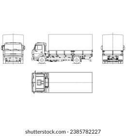 Image, Drawing Of A KamAZ-4308 Flatbed Truck With An Awning