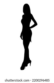 Image Drawing Silhouette Woman Standing White Stock Vector (Royalty ...