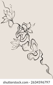 The image is a drawing that features a combination of flowers and smoke. It may be designed in a sketch or line art style, suitable for clipart or coloring book purposes.