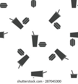 Image of drink and burger, repeated on white background