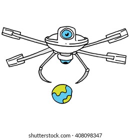 An image of a drone traveling the world.