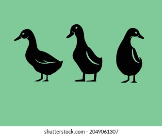 an image of a duck silhouette symbol or logo in various poses
