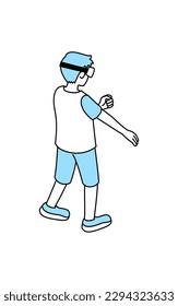 Image of DX, boy playing with VR goggles, Vector Illustration