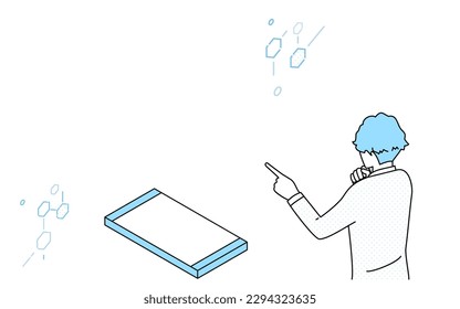 Image of DX, man using AR with his smartphone, Vector Illustration