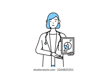 Image of DX, A woman doctor in white coat using digital technology to improve her business