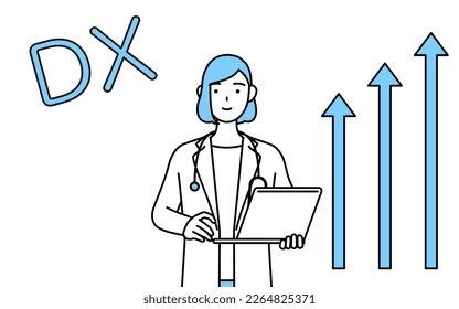 Image of DX, A woman doctor in white coat who has successfully improved her business